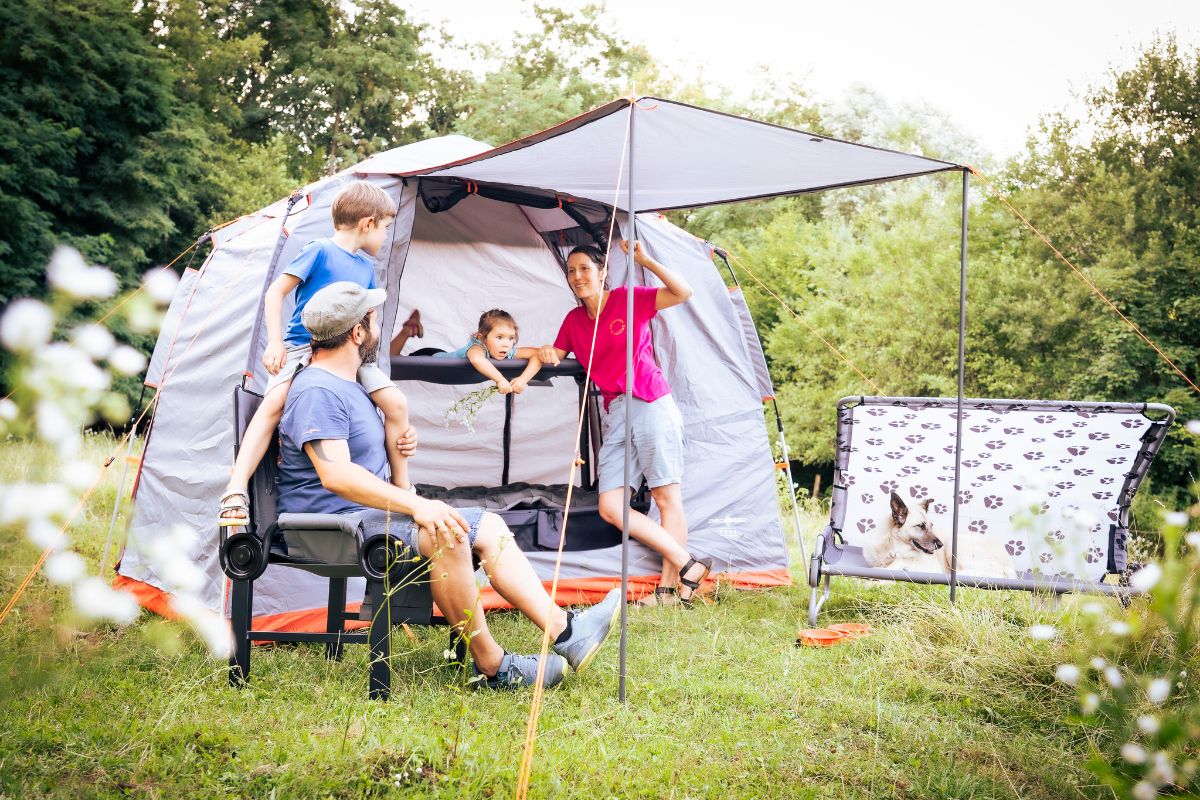 Family camping with children